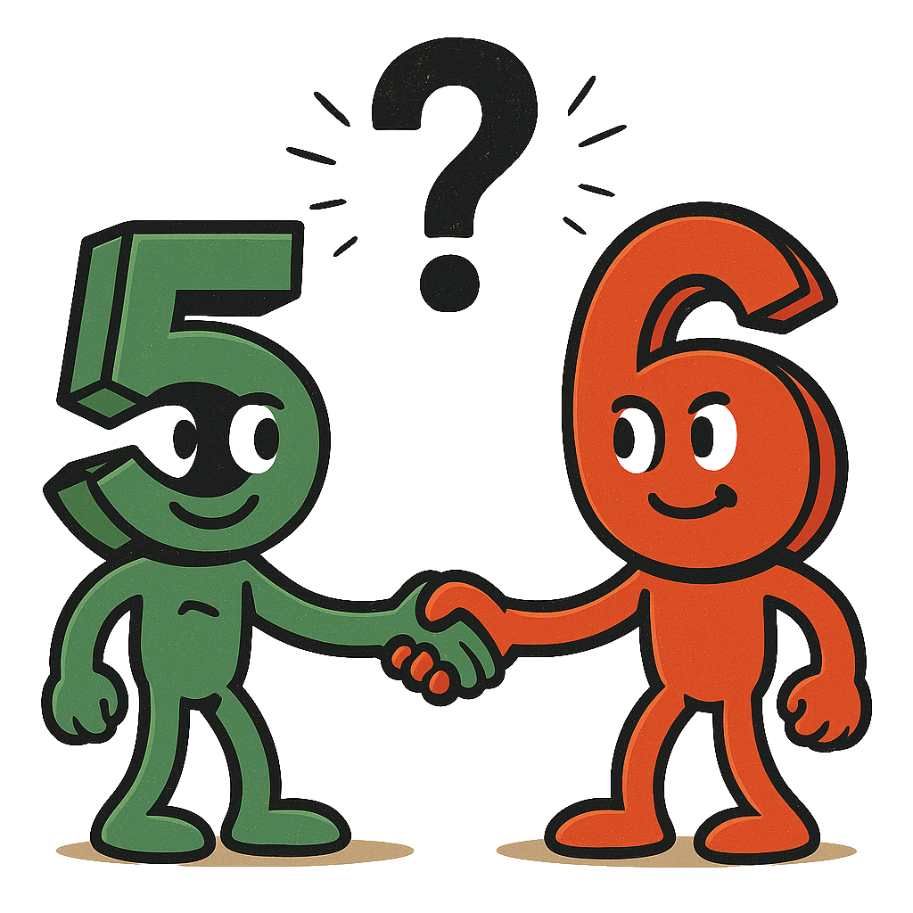 Cartoon van 5S versus 6S met focus op veiligheid